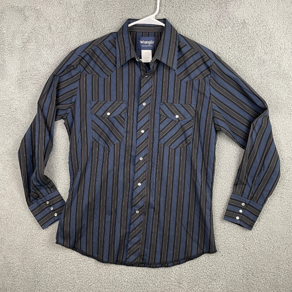 WRANGLER Western Shirt Snap Button Shirt Mens M Multi Color Striped Long Sleeve